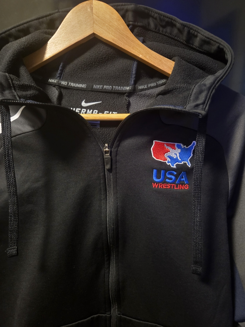 Nike Therma-FIT USA Wrestling Full-Zip Hoodie Black Size Small